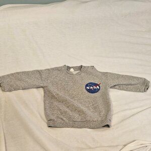 H&M Nasa Logo Sweatshirt Gray Unisex 18-24M 100% Cotton